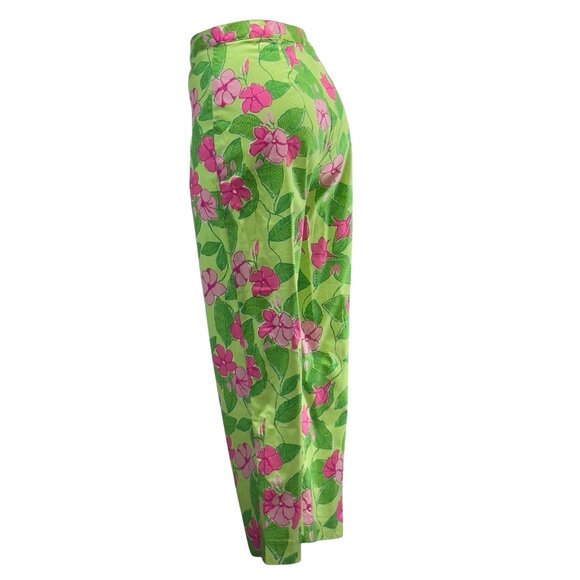 Lilly Pulitzer Pink Green Floral Print Cotton & Spandex Women's Pants Size 8 - Picture 6 of 15